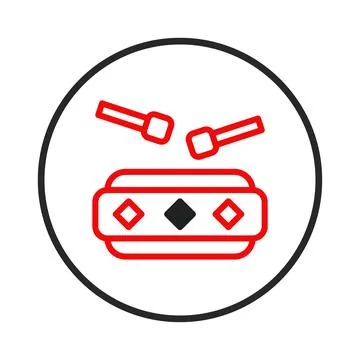 Stylized percussion icon art showcasing stylized drum instrument with red o.. Stock Illustration