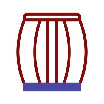 Stylized percussion instrument with distinctive dark red lines and navy band Stock Illustration