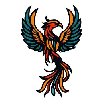 Stylized Phoenix Bird Design Element Illustration 스톡 일러스트