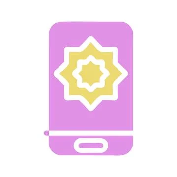 Stylized phone interface showing star shaped floral notification symbol Stock Illustration