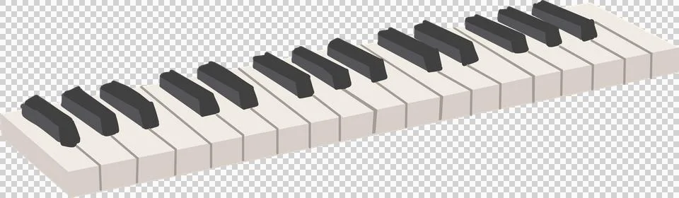 Stylized piano keyboard segment is floating in 3D, with alternating keys on Stock Illustration