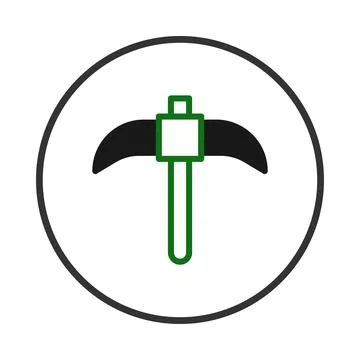 Stylized pickaxe icon design with green accents embodying tools and explora.. Stock Illustration
