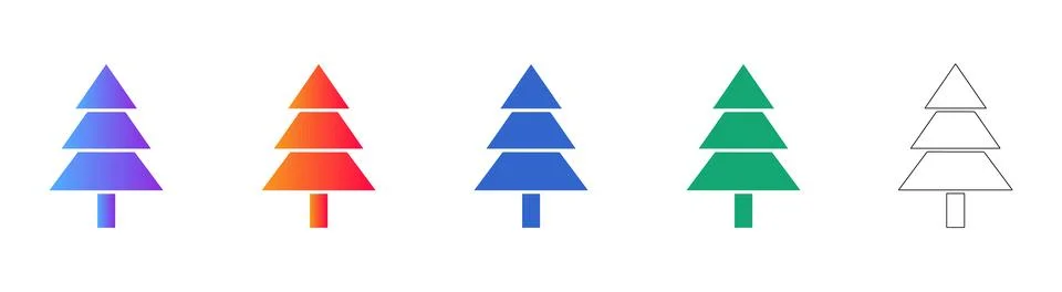 Stylized Pine Forest Tree Icons Illustrazione stock