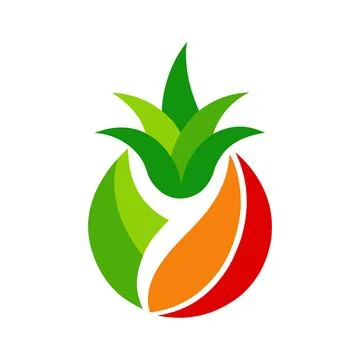 Stylized pineapple aloe leaf fresh fruit logo design Stockillustratie