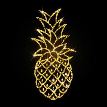 Stylized pineapple with glitter and shine. Stock Illustration