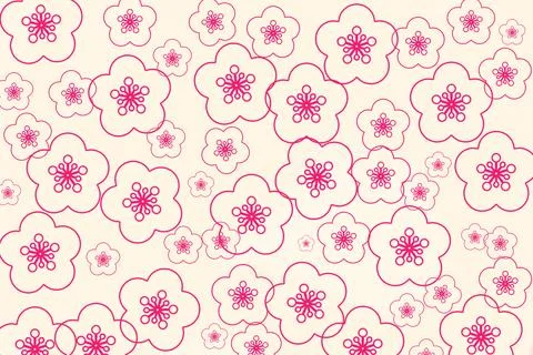 Stylized Pink Floral Pattern Beige Background Stock Illustration