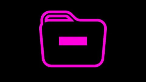 Stylized Pink Folder Icon with Minus Sign Stock Illustration