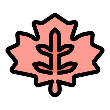 Stylized pink maple leaf with bold outline Stock Illustration