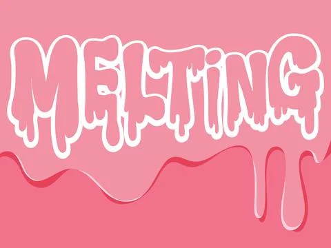Stylized Pink Melting Text Design with Liquid Drips and Bubble Letters Stock Illustration
