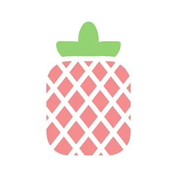Stylized Pink Pineapple Fruit with Green Top Design 스톡 일러스트