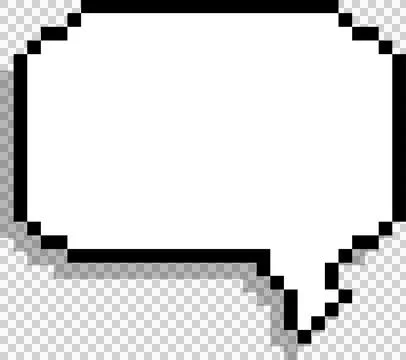 Stylized pixel speech bubble is floating on transparent background with jagged Illustrazione stock