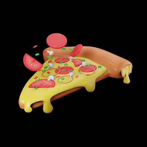Stylized pizza slice rotating video For Hologram Fan Stock Footage 220573848