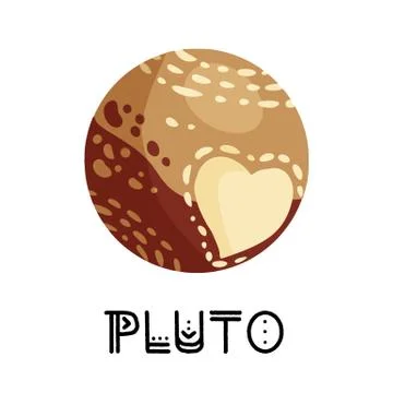 Stylized planet Pluto isolated cartoon vector image. Astronomic logo image. M Stock Illustration