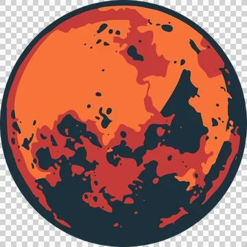 Stylized planet sphere is floating on transparent background, showing molten Stock Illustration