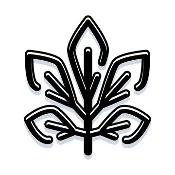 Stylized plant leaf line art illustration 库存插图