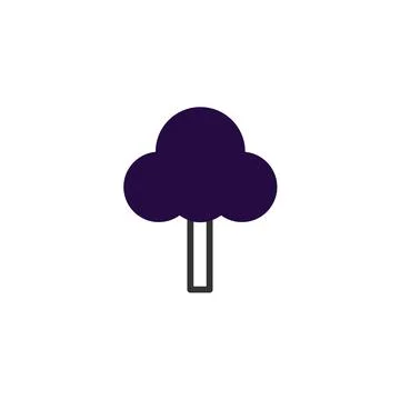 Stylized plum tree with dark purple canopy and simple trunk conveys minimal.. Stock Illustration