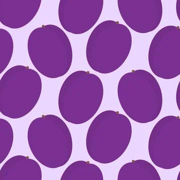 Stylized Plums Seamless pattern in trendy purple. Summer Fruit background Illustrazione stock