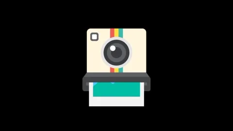 Stylized Polaroid Instant Camera Icon on Black Background – 3D Animation Vidéo 296845614