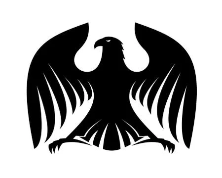 Stylized powerful black eagle silhouette Stock Illustration