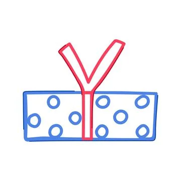 Stylized present cartoon drawing celebrating gift giving Ilustración de archivo