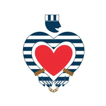 Stylized prisoner with a heart icon. Stock Illustration