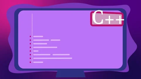Stylized programming window with purple pink color palette. Simple 2d flat Stock Footage 267366834