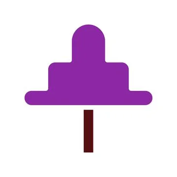 Stylized Purple Tree on White Backdrop Simple Icon Ilustração Stock