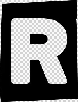 Stylized R icon is floating in flat vector design with rounded rectangle and Stock Illustration