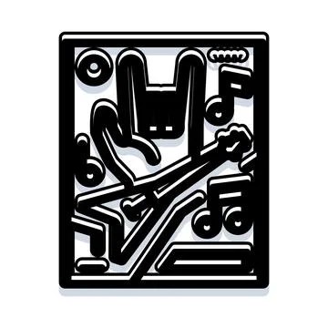 Stylized rabbit character playing electric guitar rocking music party Stock Illustration
