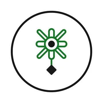 Stylized radial pattern with central eye and dangling ornament inside circu.. Stock Illustration