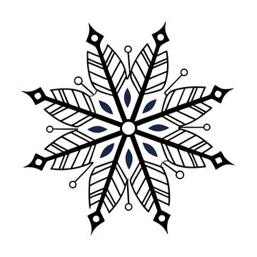 Stylized Radial Snowflake Icon Stock Illustration