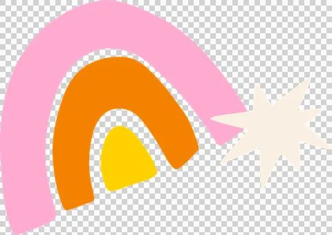 Stylized rainbow arcs are arching on transparent background, ending with cream Stock Illustration