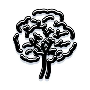 Stylized rainforest tree doodle drawing vector graphic Illustrazione stock