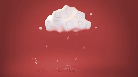 Stylized rainy cloud (red) Stock Footage 111217860