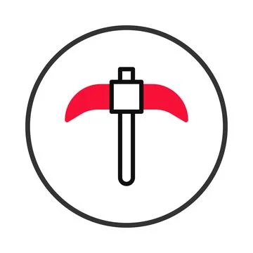 Stylized red and black pickaxe icon illustration for construction related d.. Stock Illustration