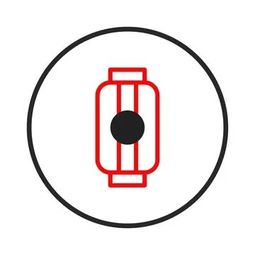 Stylized red asian lantern symbol within a circle representing cultural cel.. Stock Illustration