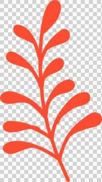 Stylized red botanic branch is showing droplet leaves in flat vector, Stock Illustration
