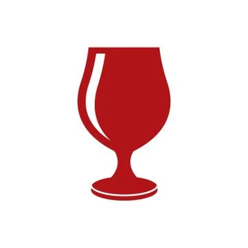 Stylized red cognac glass vector illustration isolated on white background. Stock Illustration