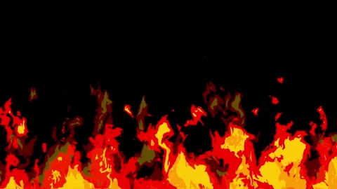 Stylized Red Flat Fire Animation Loop - Black Background Stock Footage 331216680