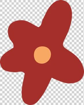 Stylized red flower shape is floating on transparent background and is 库存插图