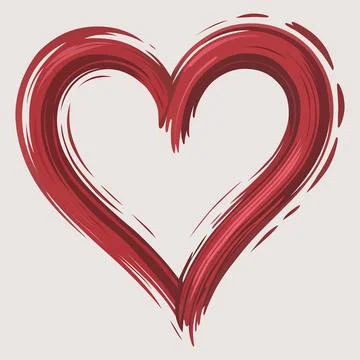 Stylized red heart illustration with dynamic brush stroke effect 스톡 일러스트