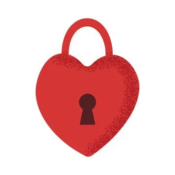 Stylized red heart lock with keyhole, grunge texture. Element for Valentine.. Stock Illustration