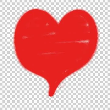 Stylized red heart shape is floating on transparent canvas, with hand drawn 스톡 일러스트