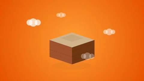 Stylized Red Mesa Plateau Icon with Layered Geological Cliffs and Drifting .. Stock-Footage 346202254