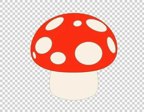Stylized red mushroom flat icon with white spots, a classic fairy tale illu.. Stock Illustration