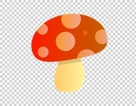 Stylized red mushroom icon with white spots, a whimsical forest element Stock Illustration