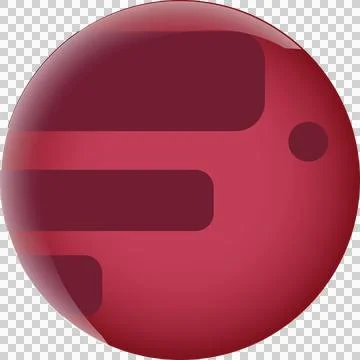 Stylized red orb is being shown flat with gradient shading, red bars, background Stock Illustration