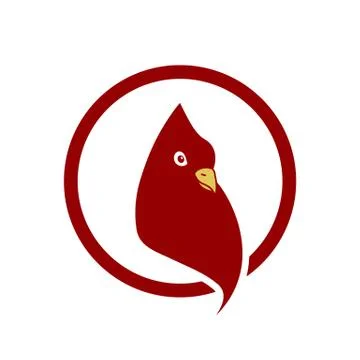 Stylized red pigeon head inside circle vector illustration isolated on white  Stock Illustration