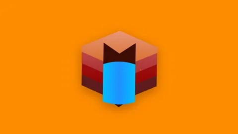 Stylized Red Rock Canyon Icon with Winding Blue River and Layered Geologica.. Видео 346202239