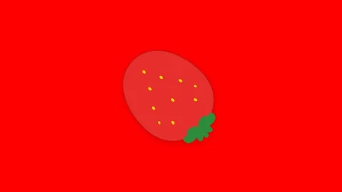 Stylized Red Strawberry Icon Rotating Smoothly on Solid Crimson Background Stock Footage 346611970